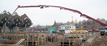 Helmond, betonstorten vanwege de bouw van de nieuwe bibliotheek
