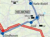 kaartje hoogspanningsleidingen Helmond
