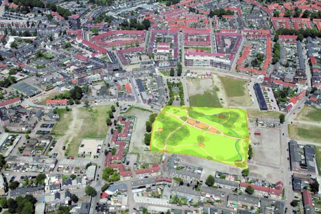luchtfoto buurtpark Binnenstad Helmond