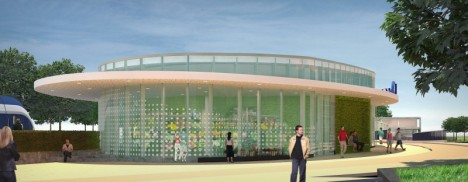 Ontwerp nieuw NS-station Helmond zijkant, bloemenwinkel