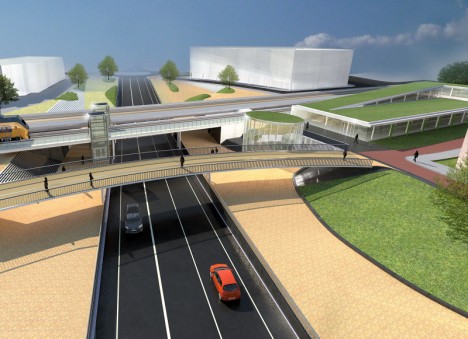 Impressie van de voetgangers- en fietsersbrug